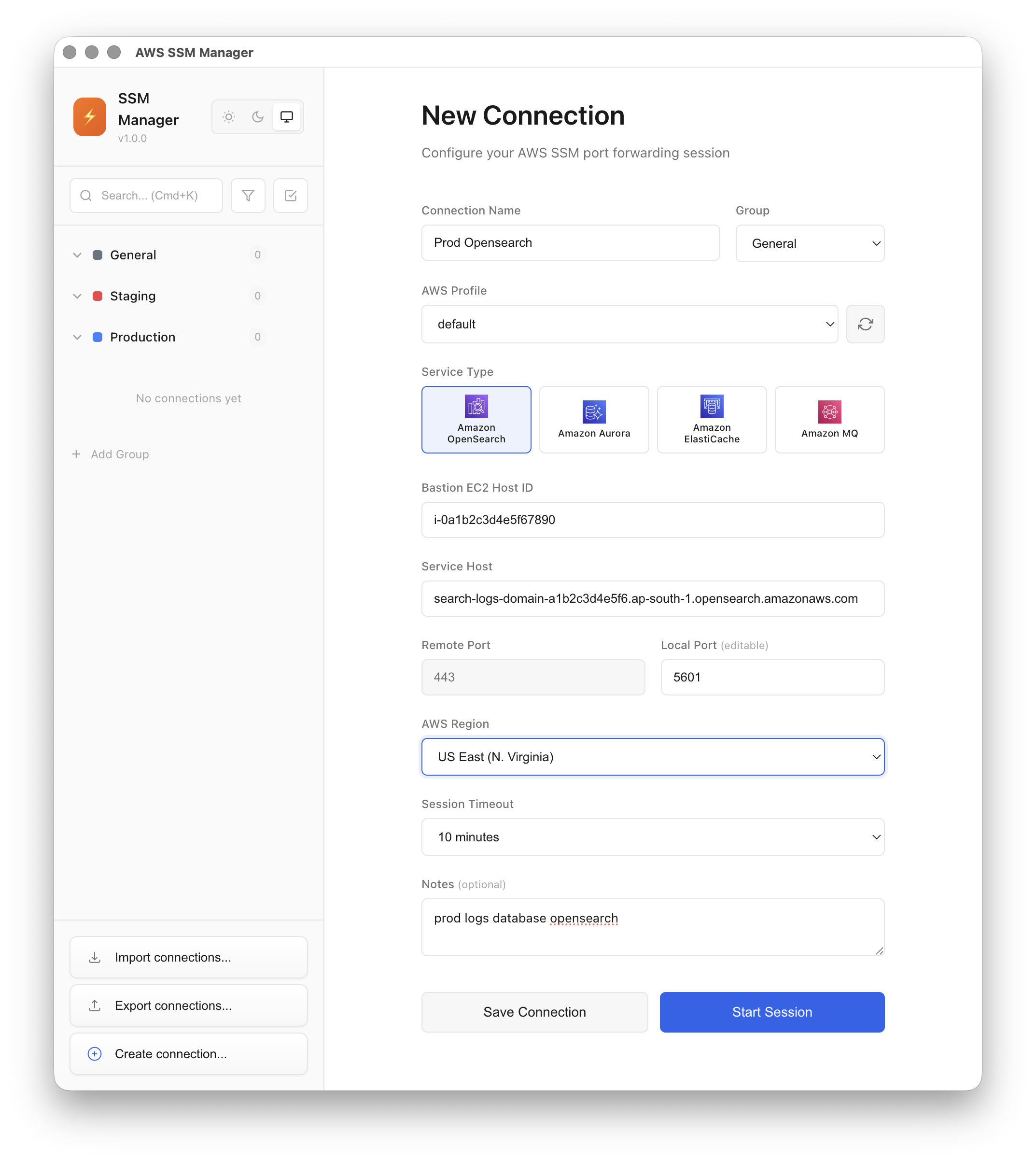 AWS SSM Manager screenshot